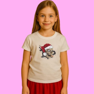 Tricou Craniu Cu Caciula Rosie, din bumbac 100% Copii | Dama | Barbat