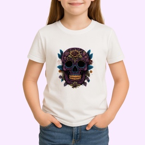 Tricou Craniu cu ochelari negri si trandafiri rosii Copii | Dama | Barbat - Img 4