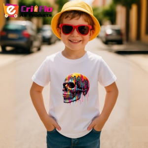 Tricou Craniu inflacarat cu culori neon fundal alb Copii | Dama | Barbat - Img 11