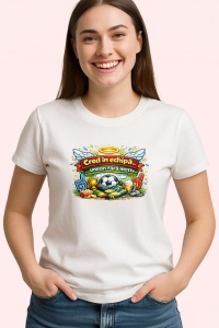 Tricou Cred In Echipa Mea Fotbal Minge V1, din bumbac 100% , tricou alb pentru Copii | Dama | Barbat - Img 3