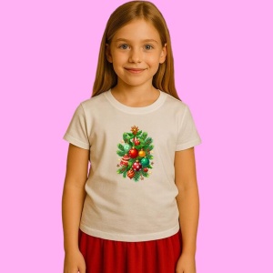Tricou Crengute Si Globuri De Craciun, din bumbac 100%, tricou alb, Copii | Dama | Barbat