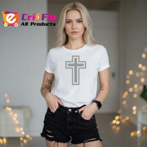 Tricou Cruce Crestina Design Minimalist Negru, din bumbac 100% , tricou alb pentru Copii | Dama | Barbat - Img 7