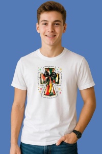 Tricou Cruce Decorata Sarbatori De Iarna, din bumbac 100%, tricou alb, Copii | Dama | Barbat - Img 2