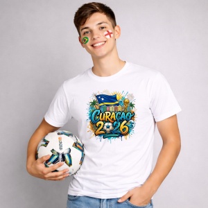 Tricou Curacao World Cup 2026 Fifa, din bumbac 100%, tricou alb, Copii | Dama | Barbat
