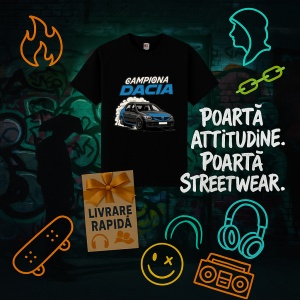 Tricou Dacia Logan Derapaje Controlate Campioana Negru, Copii | Dama | Barbat - Img 9