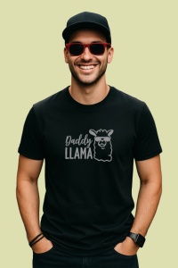 Tricou Daddy Llama Personaj Amuzant Ochelari, din bumbac 100%, tricou negru Copii | Dama | Barbat - Img 3