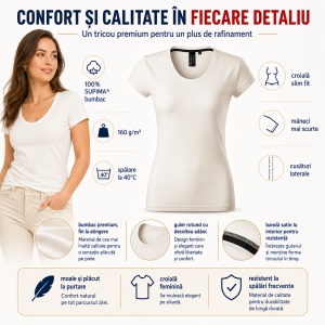 Tricou damă 100% bumbac SUPIMA® 154 Exclusive, slim fit, 160 g/m², XS–2XL, 8 culori - Img 9