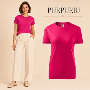 Tricou damă basic clasic din bumbac 100%, cambrat, 23 culori, XS - 2XL - Img 14