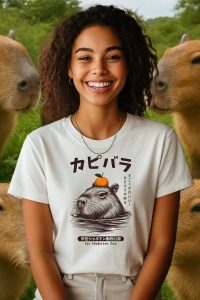 Tricou dama CapyBara - inoata o portocala pe cap - Img 2