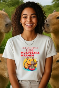 Tricou dama CapyBara - Lista lucrurilor care imi place : ramen si capybara hawaii - Img 2