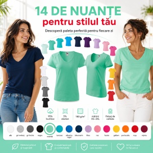 Tricou Damă cu Decolteu în V Malfini – Bumbac 95%, XS-3XL - Img 6