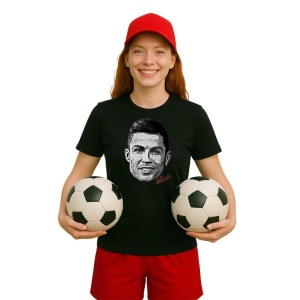 Tricou Dama cu fotbalistul Cristiano Ronaldo-Al-Nassr FC din bumbac 100% - Img 8