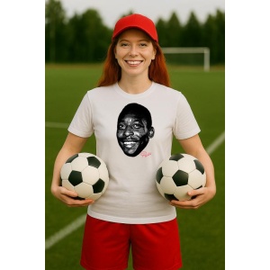 Tricou Dama cu fotbalistul Edson Arantes do Nascimento-Brazil din bumbac 100% - Img 4