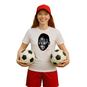 Tricou Dama cu fotbalistul Edson Arantes do Nascimento-Brazil din bumbac 100% - Img 9