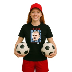 Tricou Dama cu fotbalistul Erling Braut Haaland-Manchester City din bumbac 100% - Img 8