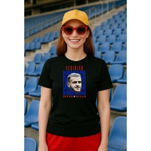 Tricou Dama cu fotbalistul Federico Dimarco-Inter Milano din bumbac 100% - Img 2