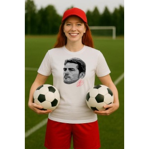 Tricou Dama cu fotbalistul Iker Casillas-Real Madrid legend din bumbac 100%
