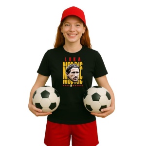 Tricou Dama cu fotbalistul Luka Modric-Real Madrid din bumbac 100% - Img 5