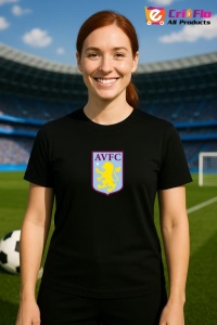 Tricou dama cu logo stema Aston Villa Anglia , din bumbac 100% - Img 6