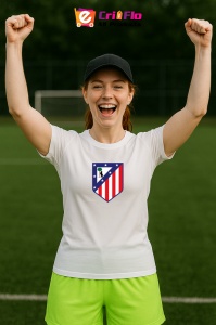 Tricou dama cu logo stema Atletico Madrid Spania , din bumbac 100% - Img 9