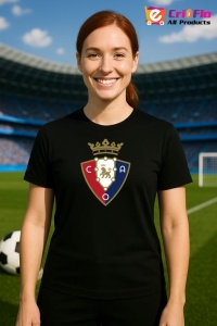 Tricou dama cu logo stema CA Osasuna Spania , din bumbac 100% - Img 6
