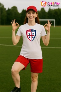 Tricou dama cu logo stema Cagliari Calcio Italia , din bumbac 100% - Img 7