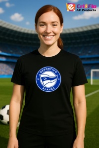 Tricou dama cu logo stema Deportivo Alaves Spania , din bumbac 100% - Img 5