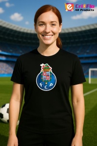 Tricou dama cu logo stema FC Porto Portugalia , din bumbac 100%
