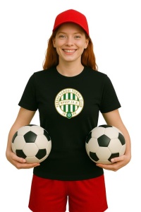 Tricou dama cu logo stema Ferencvaros TC Ungaria , din bumbac 100%