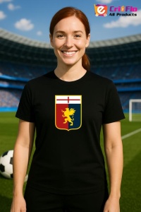 Tricou dama cu logo stema Genoa CFC Italia , din bumbac 100% - Img 5