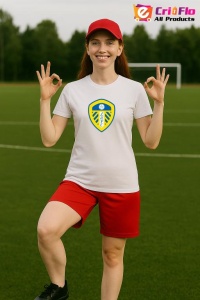 Tricou dama cu logo stema Leeds United F.C .Anglia , din bumbac 100% - Img 7