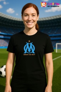 Tricou dama cu logo stema Olympique de Marseille Franta , din bumbac 100% - Img 6