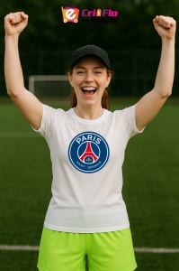 Tricou dama cu logo stema Paris Saint Germain Franta , din bumbac 100% - Img 9