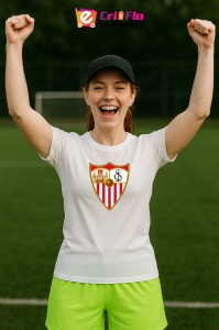 Tricou dama cu logo stema Sevilla FC Spania , din bumbac 100% - Img 9