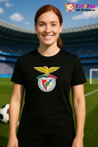 Tricou dama cu logo stema SL Benfica Portugalia , din bumbac 100%