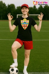 Tricou dama cu logo stema UD Almeria Spania , din bumbac 100% - Img 3