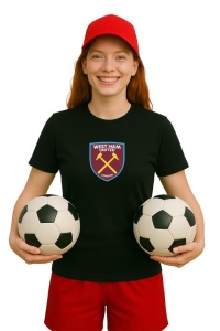 Tricou dama cu logo stema West Ham United FC Anglia , din bumbac 100% - Img 2