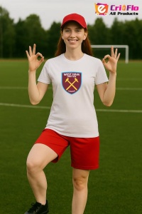 Tricou dama cu logo stema West Ham United FC Anglia , din bumbac 100% - Img 7