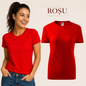 Tricou Damă din Bumbac 100%, Guler Rotund, Slim fit cambrat, XS-2XL, 23 Culori - Img 28