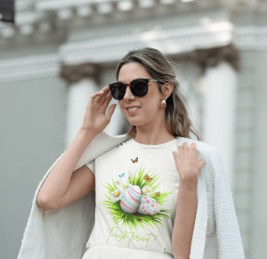 Tricou Dama Festiv Personalizat - Paște Personalizat! - din bumbac, personalizat - Cadou