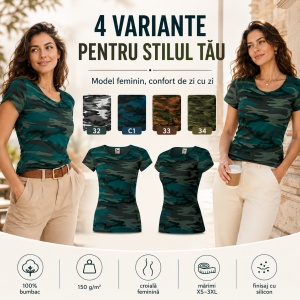 Tricou damă Malfini Camo Pure C22 – 100% bumbac, croială cambrată, imprimeu camuflaj - Img 10