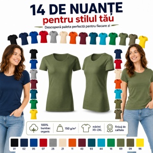 Tricou damă Malfini Gulf 824, 100% bumbac organic, croială cambrată, XS–2XL, 14 culori - Img 4