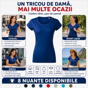 Tricou Damă Malfini Viper Free F61 – 100% Bumbac, Croială Cambrată, Guler Rotund, 8 Culori - Img 8