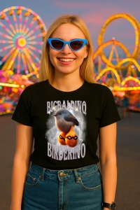 Tricou Dama Tralalero TraLaLa cu Bigbaldino Birderino Funny Italian Brainrot Meme Gen Z - Img 3