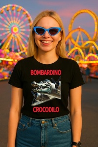 Tricou Dama Tralalero TraLaLa cu Italian Brainrot Bombardino Crocodilo