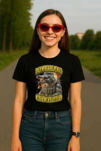 Tricou Dama Tralalero TraLaLa cu Italian Brainrot Bombardino Crocodilo Funny Meme - Img 4
