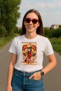 Tricou Dama Tralalero TraLaLa cu Tung Tung Tung Sahur Funny Meme Brainrot Humor Gen Z - Img 5