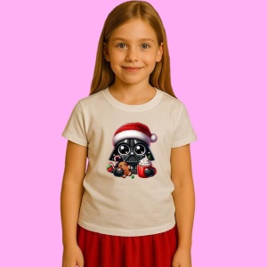 Tricou Darth Vader Christmas Chibi Mare Cu Cana, din bumbac 100%, tricou alb, Copii | Dama | Barbat