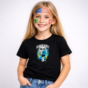 Tricou Darwin Nunez Uruguay World Cup Fifa 2026 V3, din bumbac 100%, tricou negru, Copii | Dama | Barbat