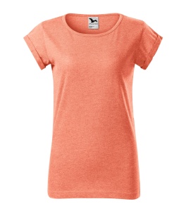 Tricou de dama cu maneci rulate de culoare sunset melanj